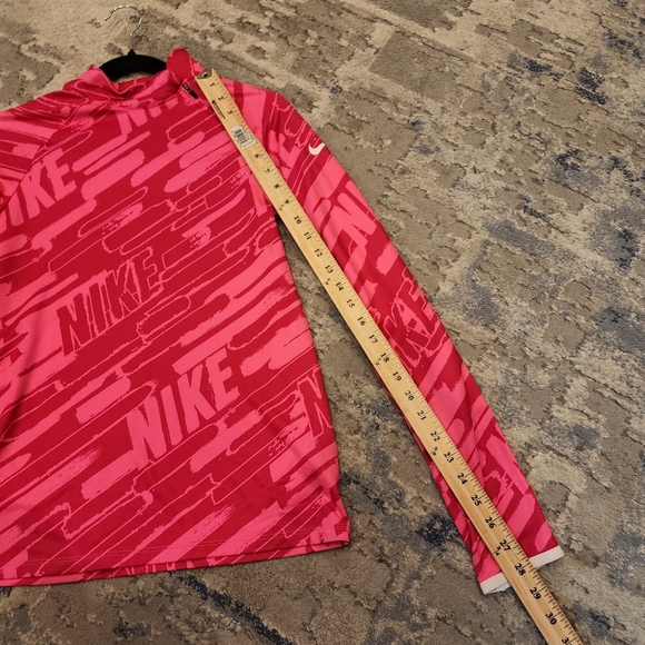 Nike Pro Hyperwarm 3.0 Mock Pink Spell out pullover zip shoulder size XL youth - Picture 3 of 16